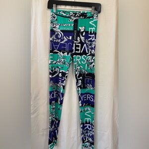 Versace Jeans Collection Green and Blue Patterned Leggings size S/4